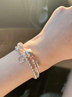 粉水晶KITTY叠戴手链女