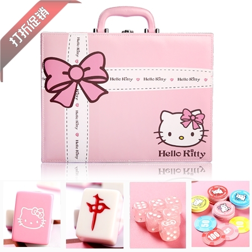 麻将 大号家用麻将牌卡通麻将中号麻将迷你小麻将hellokitty麻将