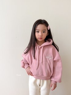 beni韩国童装2025冬新款dsaint儿童带帽T恤男女童长袖t保暖百搭