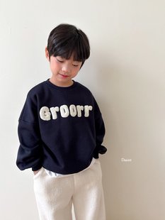 beni韩国童装2025冬新款dsaint儿童圆领T恤男女童长袖t百搭字母