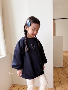 beni韩国童装2025冬新款dsaint儿童圆领T恤男女童长袖t百搭心形t