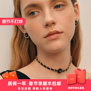 蜜蜂欢乐社同款-莓拉「星语钮扣」时尚项链/毛衣链/choker/耳针