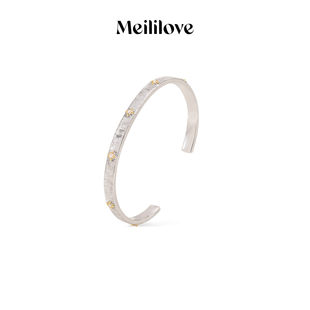 浮雕拉丝开口手镯小众设计高级感银色星芒手饰女复古精致礼物