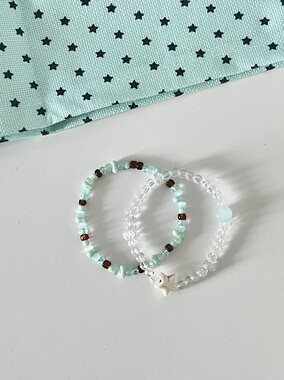 薄巧星星叠戴·原创薄荷巧克力韩系ins风甜美少女心手串手链