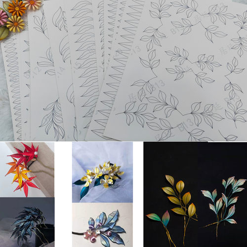 b新品缠花发簪纸模diy手工