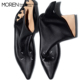 莫人MOREN经典 尖头四角缝线极简风短靴滑扣随性慵懒风ins高極