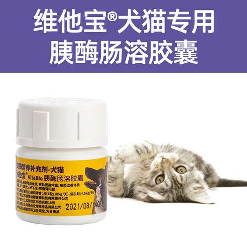 维他宝胰酶肠溶胶囊狗狗胰腺胰酶补充猫咪调理肠胃胰酶肠溶胶囊