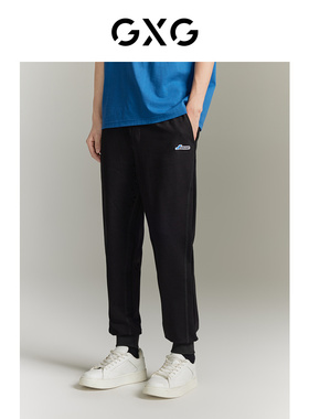 GXG男装 黑色收口针织长裤 2023秋季品GEX10212393
