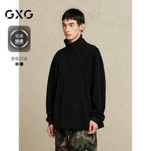 双色双面绒感基础时尚 保暖 GXG男装 小高领卫衣男士 24年冬季 新品