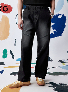 [商场同款]GXG男装 宽松直筒水洗牛仔裤 2025夏季新品G25X052029