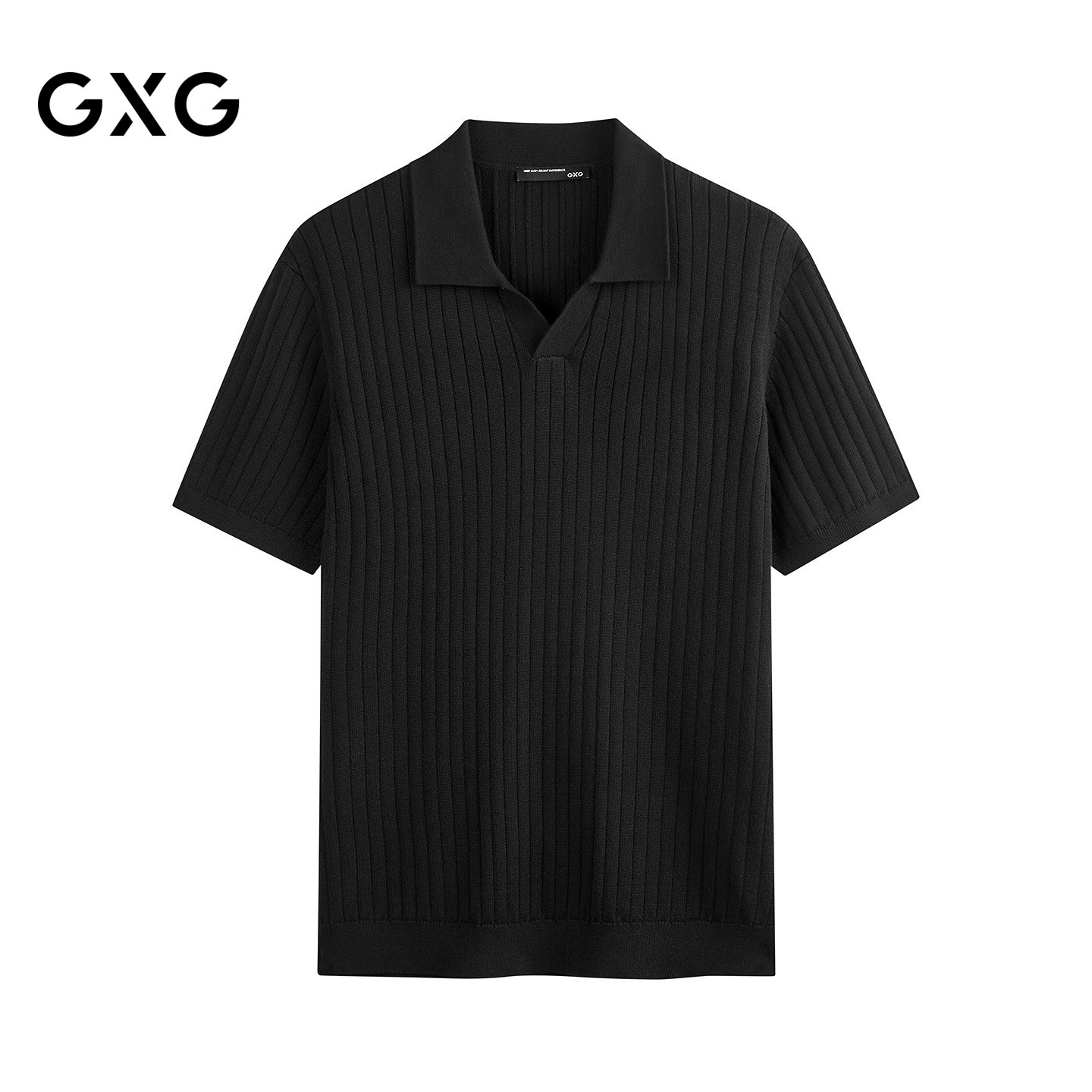 GXG男装 26夏季新品微廓翻领毛织纯色简约通勤polo衫男短袖