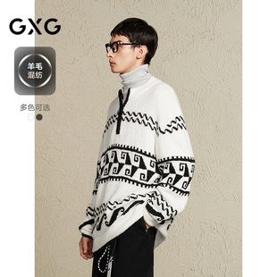 2024冬季 男半开襟针织衫 品 独特绞花设计毛衣通勤线衫 GXG男装