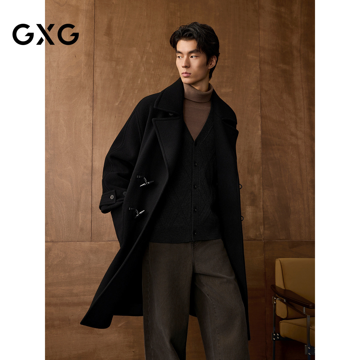 GXG男装 商场同款质感长款大衣 2025年冬季新品G25X264030