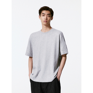 24年秋季 GXG男装 T恤男 圆领短袖 品G24X443124 灰色基础宽松时尚