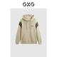 品GFX13101831 2024年春季 GXG男装 卡其撞色连帽卫衣