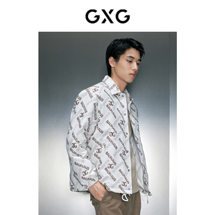 品GEX1D2526154 23年冬季 GXG男装 满身提花翻领短羽绒