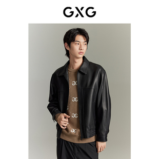 GXG男裝 2023年秋季 新品 GEX11214923 舒適質(zhì)感皮衣外套