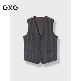 24年冬G24XF94005 马甲男通勤 GXG男装 高支全毛条纹西装