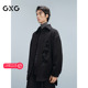 GXG男装 品G24X064003 24冬季 黑色中式 通勤大衣外套