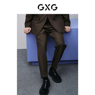 新品 GXG男装 2024年春季 商场同款 GFX10200401 棕色简约直筒休闲裤