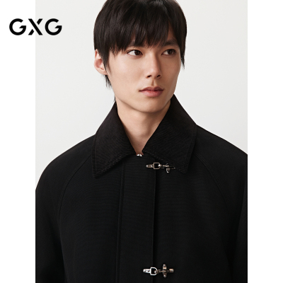 GXG男装  巴恩风帆布夹克领口拼接灯芯绒复古外套男 2025秋季新品