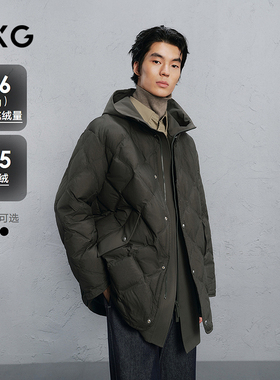 GXG男装 假两件中长款羽绒服通勤外套24冬品G24XY34002