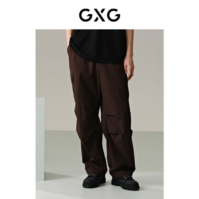 GXG男装 夏季双色口袋工装裤膝盖打褶设计宽松长裤休闲裤男