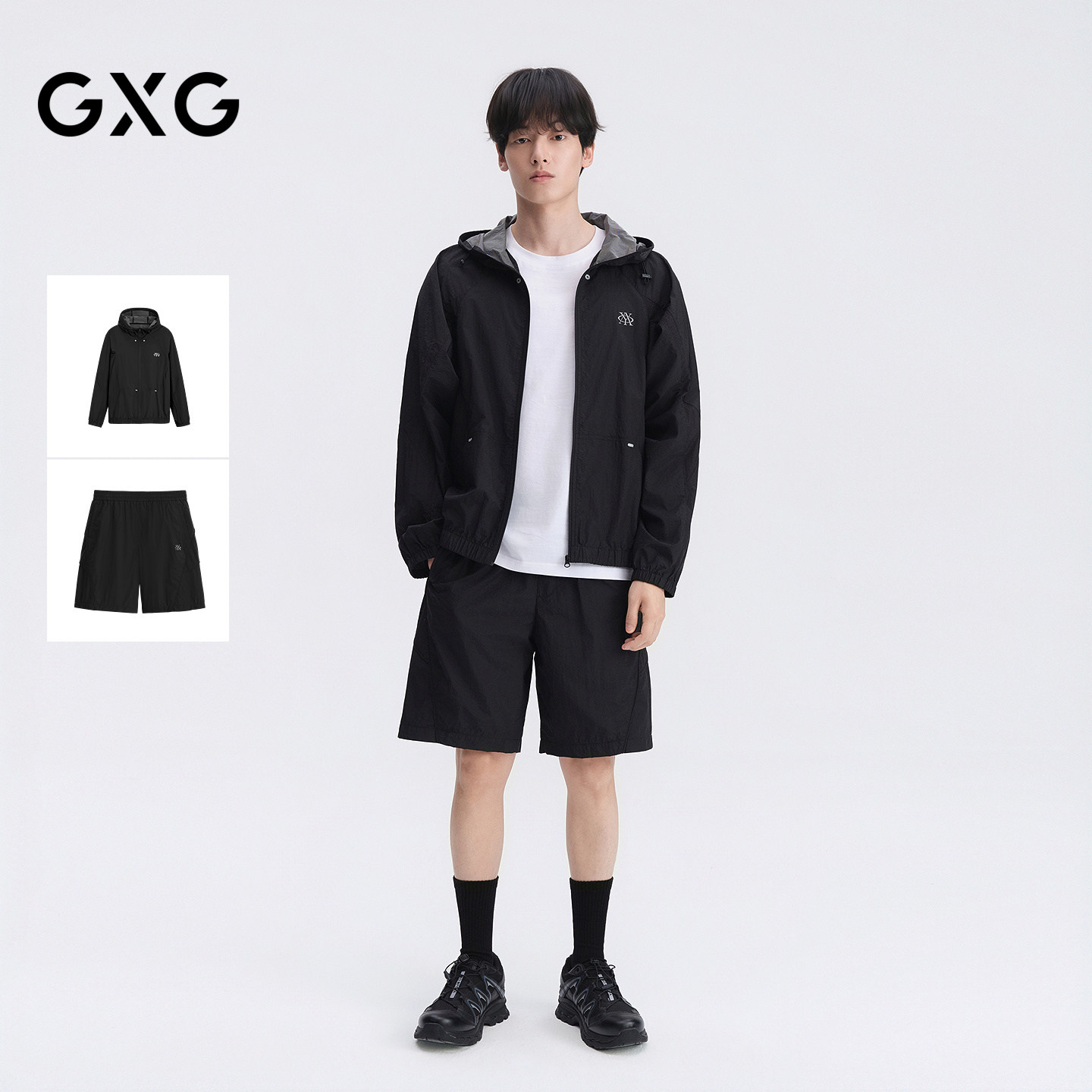 GXG男装 26年夏季防晒长袖外套分割夹克防晒服轻薄短裤通勤套装