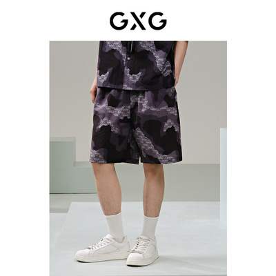 GXG男装 迷彩印花休闲短裤轻薄透气裤 24年夏G24X222028