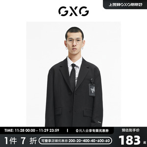 GXG奥莱 【斯文系列】秋季商场同款黑色休闲西装外套