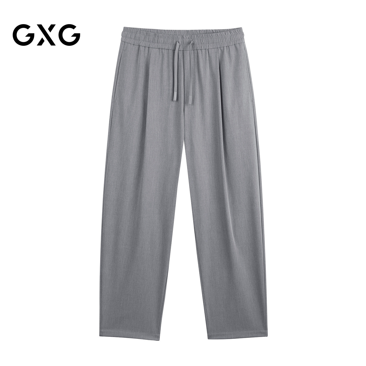 GXG男装 26夏季新品宽松阔腿简约休闲通勤系带卫裤轻薄男长裤