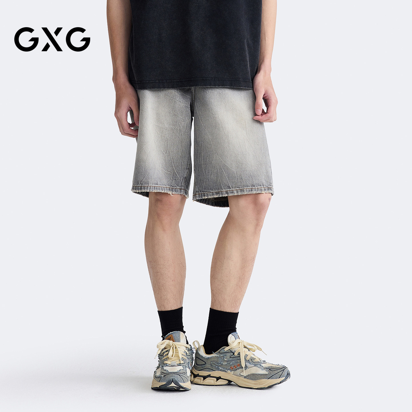 GXG男装 商场同款直筒牛仔短裤 2026夏季新品G26X252001