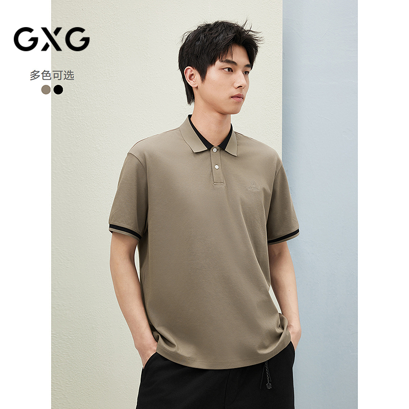 25夏季细品GXG男装双色刺绣小标时尚撞色翻领轻商务短袖POLO衫
