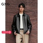 夹克 G25D123001 25年秋新款 皮衣外套翻领时尚 牛皮 GXG男装