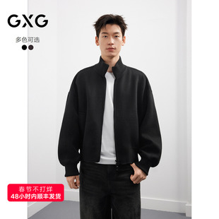 GXG男装美式休闲立领双面呢短款大衣男25年冬新款#G25D064001