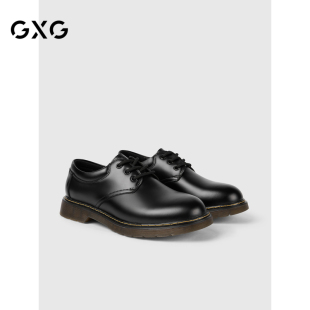 GXG男装 男鞋 英伦风德比低帮马丁靴黑色圆头增高大头休闲皮鞋 热卖
