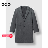 2024冬季 GXG男装 斜纹花纱混纺简约单排扣羊毛大衣外套 品