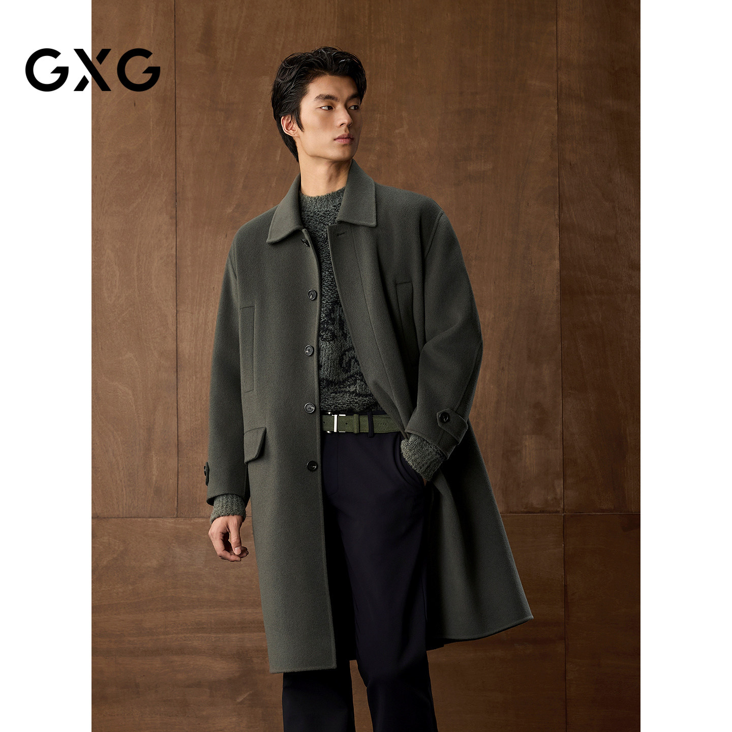 GXG男装 商场同款双面呢长款大衣 2025年冬季新品G25X264009