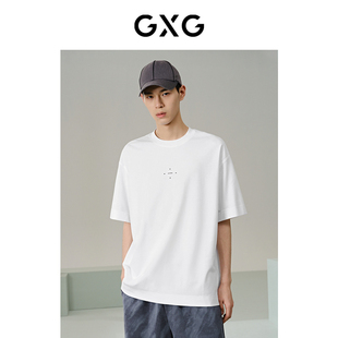 商场同款 T恤 GXG男装 白色简约印花短袖 G24X442080 2024年夏季 新品