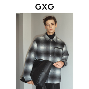 23年冬季 大衣 品GEX10627564 黑白格绣花短款 GXG男装