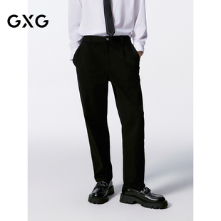 24年秋G24X053031 柔软 GXG男装 黑色斜纹肌理面料牛仔裤