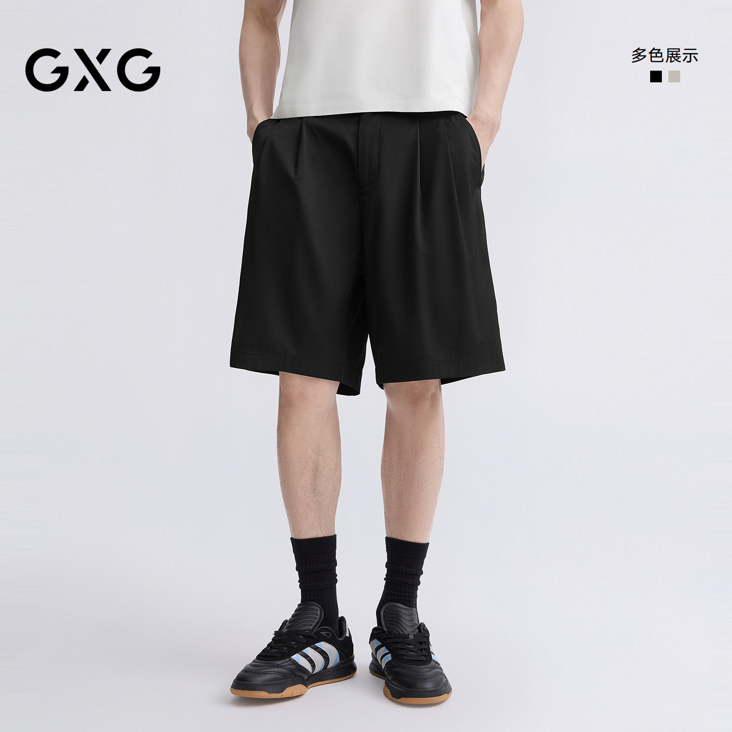 GXG男装 宽松垂感西装短裤通勤五分裤轻薄休闲裤 2026夏季新品