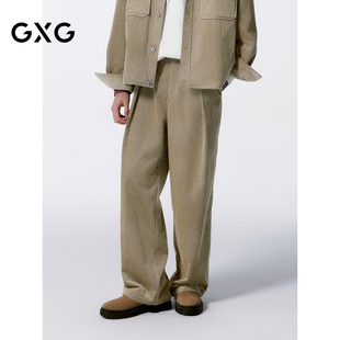 24年秋G24X023040 宽松运动裤 GXG男装 卡其灯芯绒休闲裤