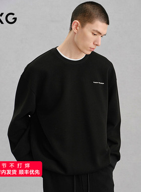 GXG男装 黑色后背图案休闲通勤卫衣24冬品G24X314037