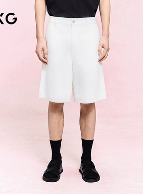 GXG男装 白色直筒牛仔短裤通勤清爽五分裤男士短裤 25年夏季新品