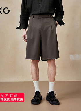 GXG男装 垂感不易皱休闲短裤通勤西装短裤25年夏季新品G25X222025