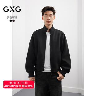 GXG男装美式休闲立领双面呢短款大衣男25年冬新款#G25D064001