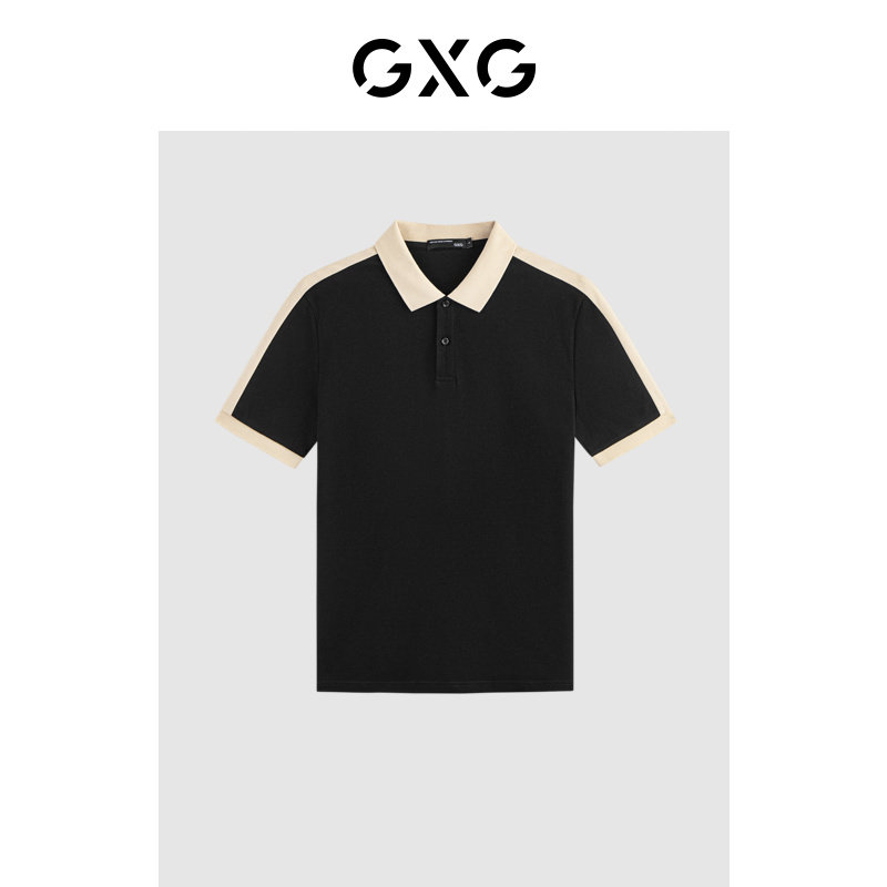 撞色拼接休闲短袖polo衫GXG夏季