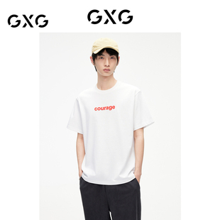 字母印花T恤 GXG男装 新品 多色短袖 G24D442611 2024夏季