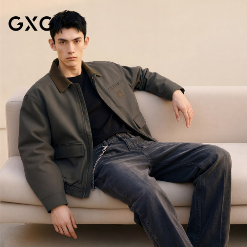 GXG男装 26年春新品微廓夹克精致小标休闲宽松潮搭工装夹克外套男